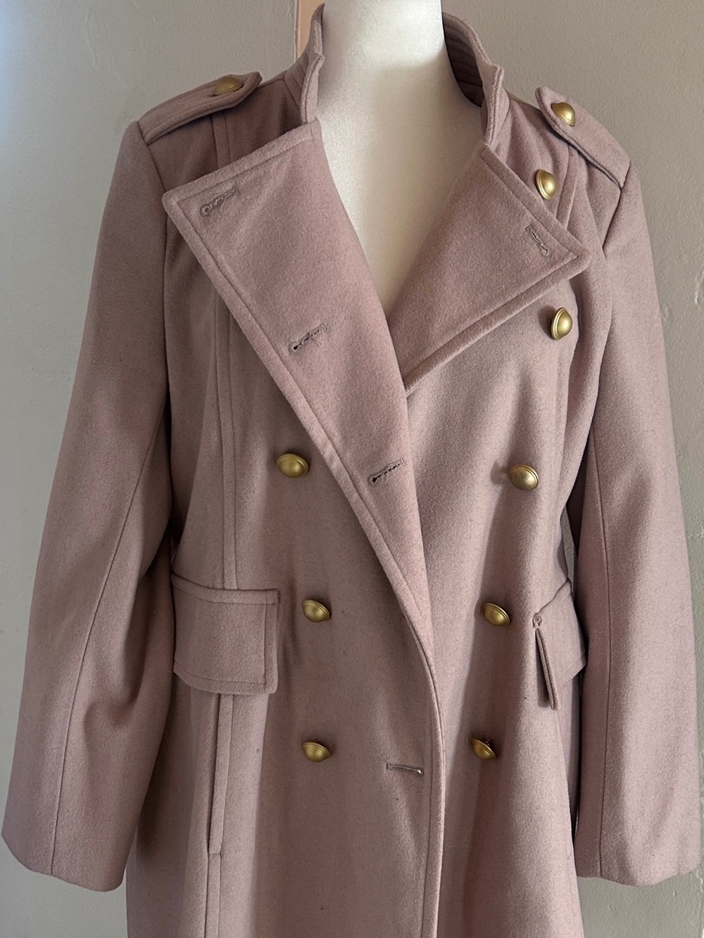 Lane Bryant Wool Blend Military Trench Coat Blush Pink Double Breasted 18/20